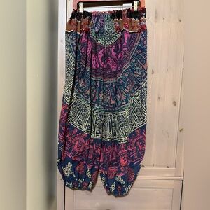VINTAGE Harem Balloon boho hippy pants printed gauze baggy fits up to xxl